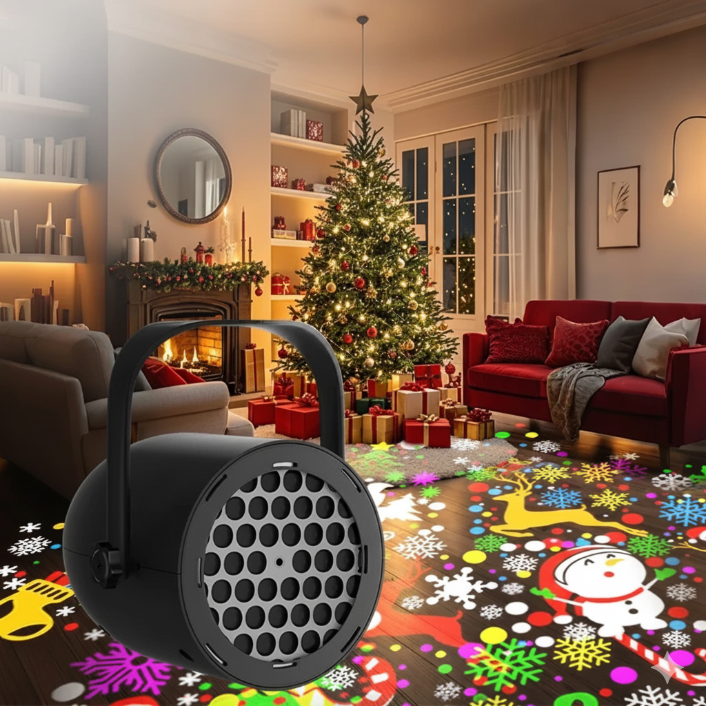 Christmas LED Projector Light featuring colorful snowflakes – GlowNest