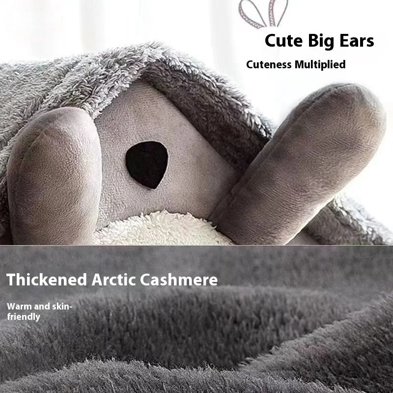 Plush toy with large ears and text about thickened Arctic Cashmere