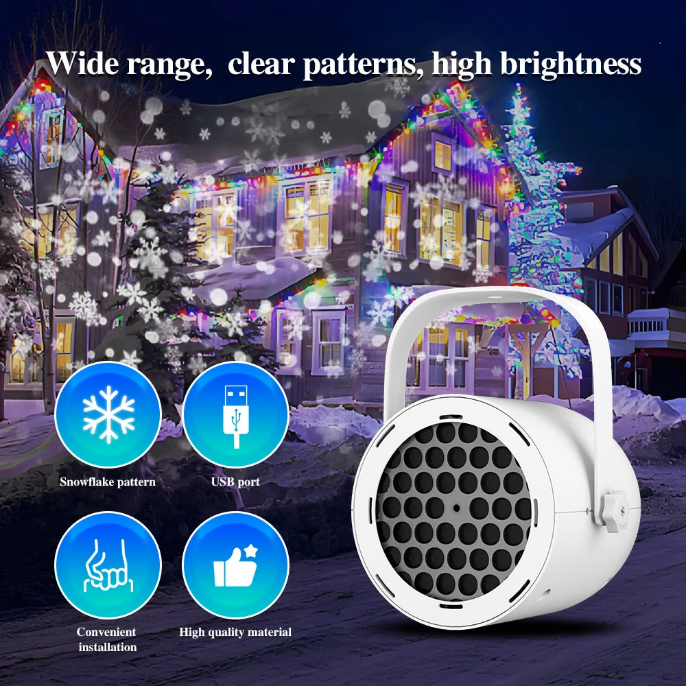 Holiday LED projector showing Santa and reindeer lighting patterns – GlowNest