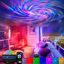 LED Galaxy Projector creating stars and northern lights on bedroom ceiling – GlowNest