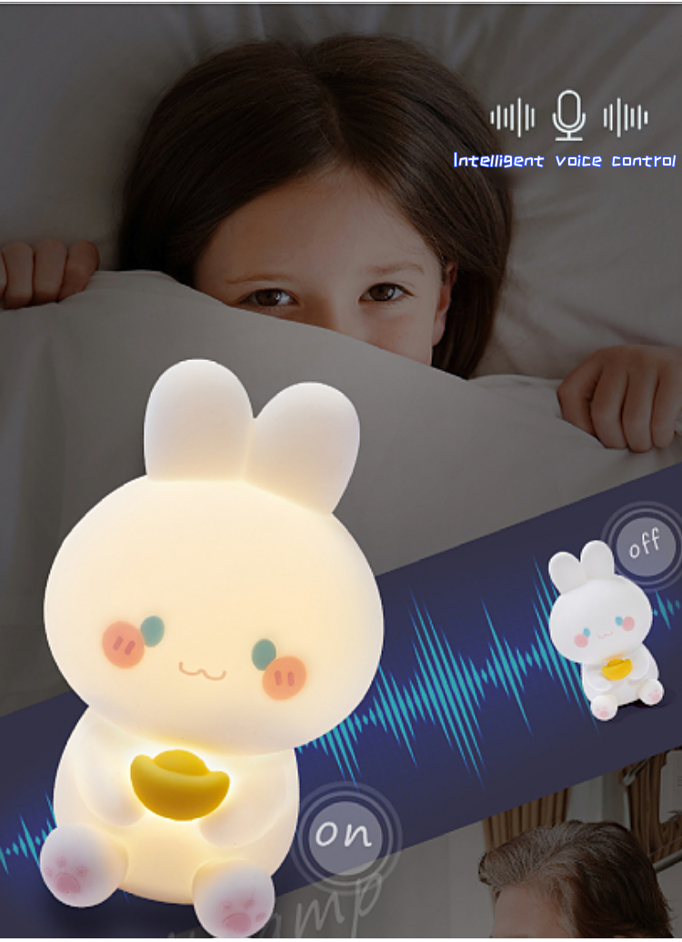 LED Rabbit Desk Lamp – Kid-Safe Silicone, Rechargeable USB Night Lamp | Glownest