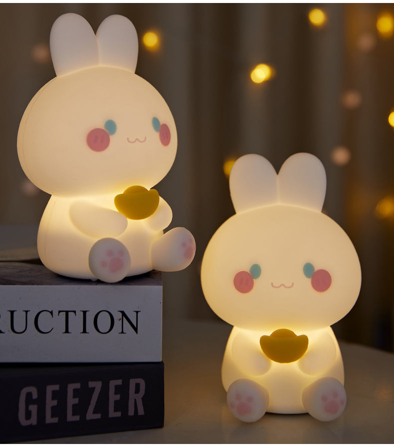 Soft silicone bunny night lamp with warm light – Glownest